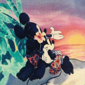 Tommy Bahama Disney Mickey & Minnie Island Sunset Women Silk Shirt Small